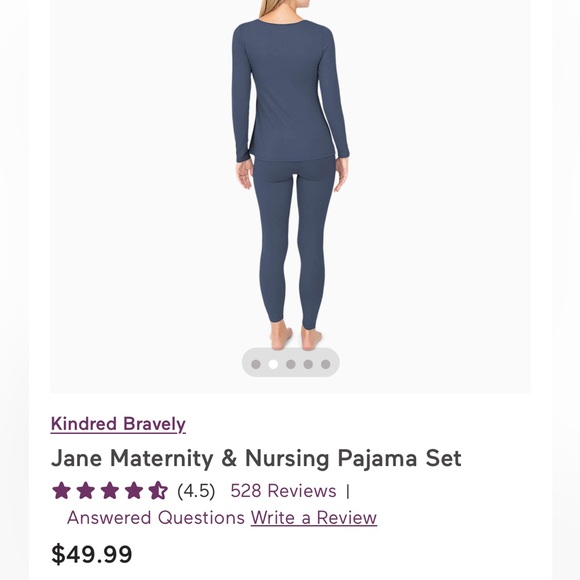 Kindred Bravely Jane Maternity & Nursing Pajama Set - Dark Blue - Picture 2 of 3